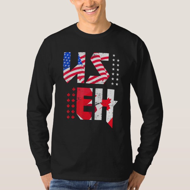 Maple Leaf Us Flag Canadian American Pride Useh Ca T-Shirt (Front)