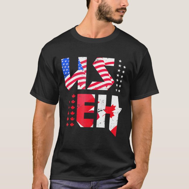 Maple Leaf Us Flag Canadian American Pride Useh Ca T-Shirt (Front)