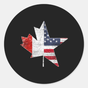 Maple Leaf Usa American Flag Canada Classic Round Sticker