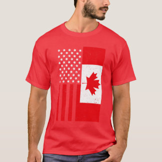 Maple Leaf USA Canadian Flag American Friendship C T-Shirt