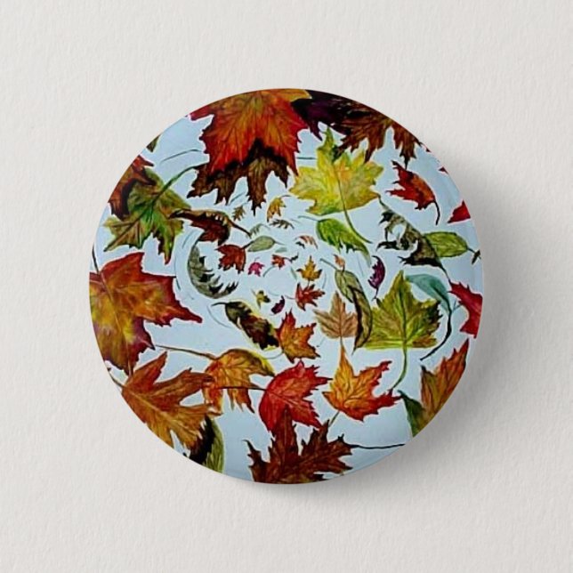 Maple Leaf Vortex painting 6 Cm Round Badge (Front)
