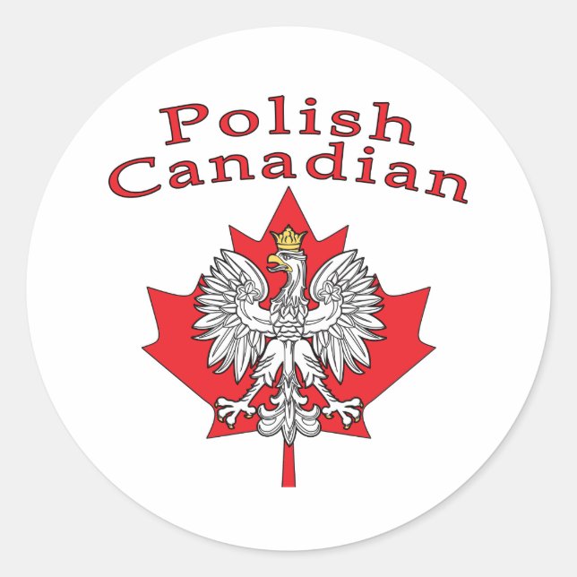 Maple Leaf With Polish Canadian Classic Round Sticker (Front)