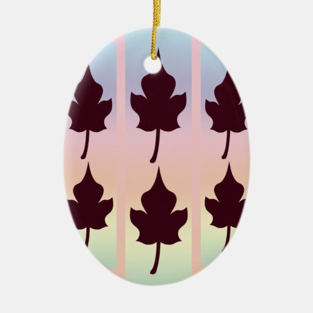 Maple Leaf with Rainbow - Ceramic Tree Decoration (Front)