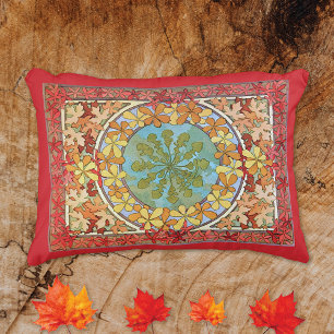 Maple Leaves Abstract Pattern Alphonse Mucha Decorative Cushion