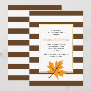 Maple leaves and stripes wedding rehearsal dinner invitation