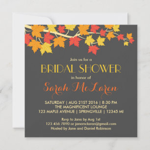 Maple Leaves Autumn Bridal Shower Invitation