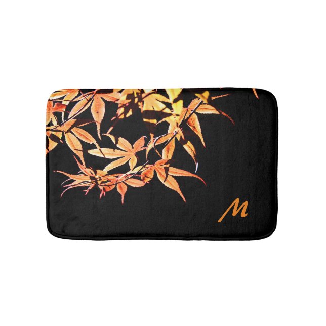 Maple Leaves Autumn Monogram Bath Mat (Front)