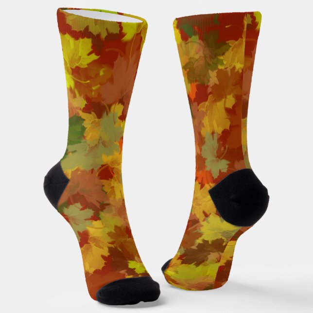 Maple Leaves Autumn Socks (Angled)