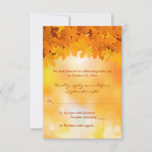 Maple Leaves Autumn Splendour Wedding RSVP Card