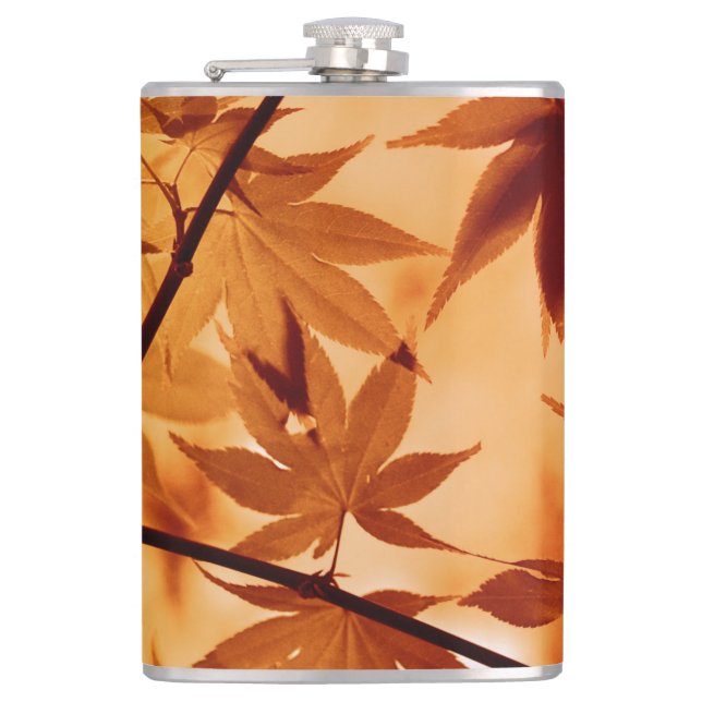 Maple Leaves Background-10792 Hip Flask (Front)