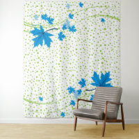 Maple leaves blue and green polka dots
