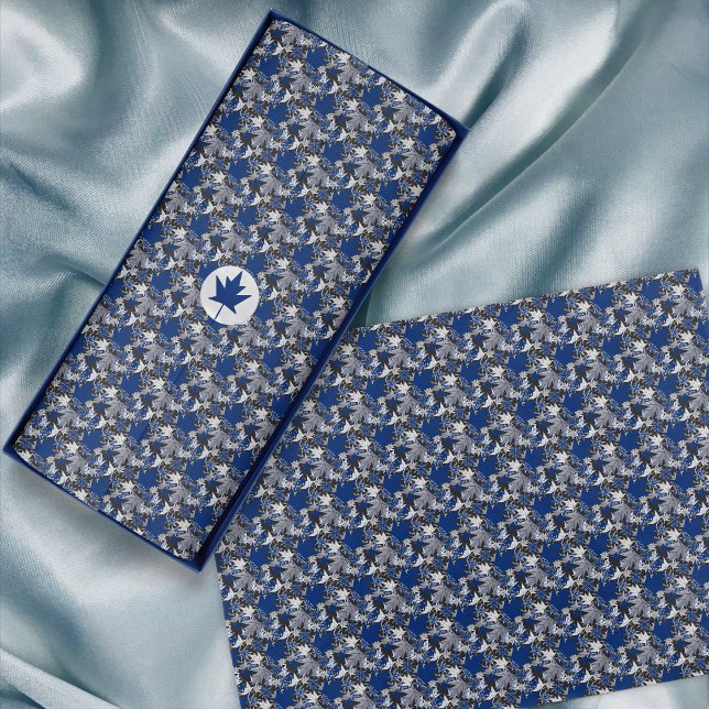 Maple Leaves Blue on a Charcoal Background Tissue Paper (Creator Uploaded)