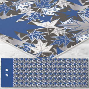Maple Leaves Blue on a Charcoal Background Yoga Mat