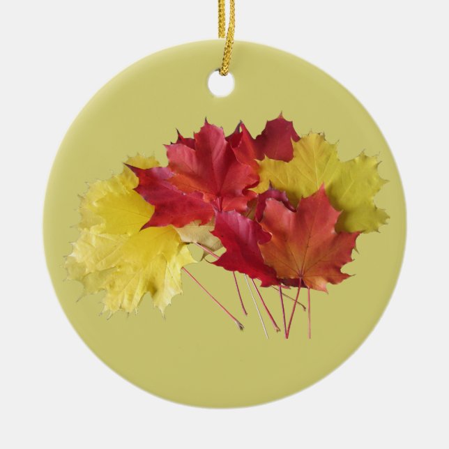 Maple Leaves Ceramic Tree Decoration (Front)
