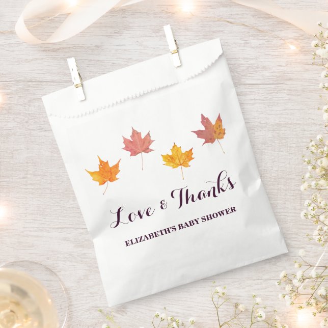 Maple Leaves Fall Baby Shower Favour Bags (Clipped)