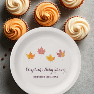 Maple Leaves Fall Baby Shower Paper Plate
