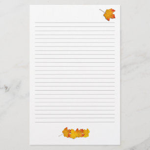 Maple Leaves Fall Theme, Lined Writing Paper