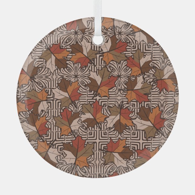Maple Leaves Four-Finger Flower Pattern Glass Tree Decoration (Front)