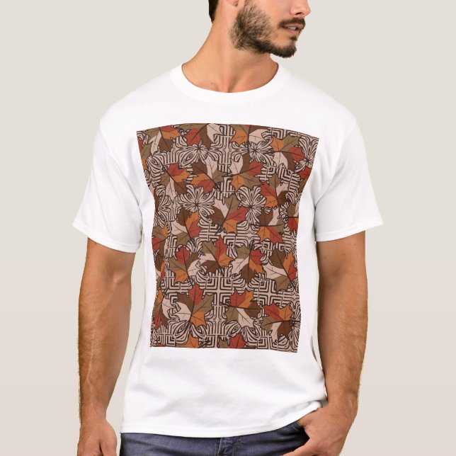 Maple Leaves Four-Finger Flower Pattern T-Shirt (Front)