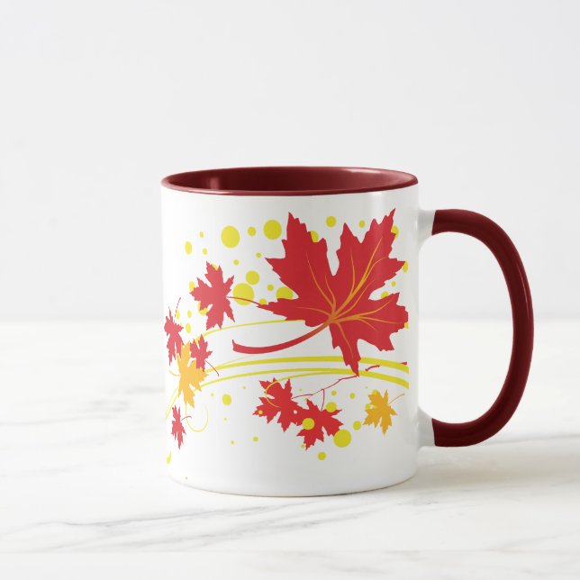 Maple leaves in fall colours custom mug (Right)