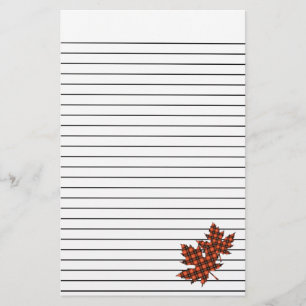 Maple Leaves in Red Plaid Lined Stationary Stationery