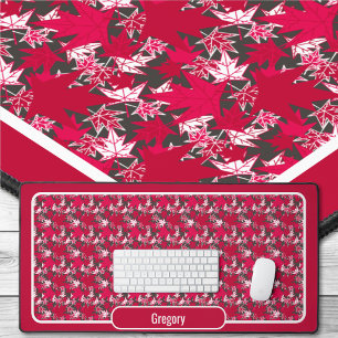 Maple Leaves on a Charcoal Background Desk Mat