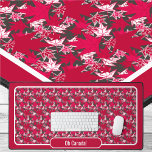 Maple Leaves on a Charcoal Background Desk Mat<br><div class="desc">Red and white maple leaves on a charcoal background. (Pink background is also available).

If you do not want to have any text at all,  simply use the 'edit design' button and remove the text and pad. This will make the entire border visible.</div>