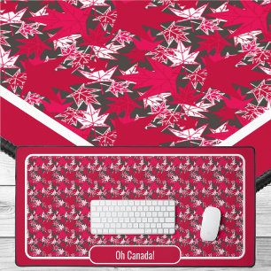 Maple Leaves on a Charcoal Background Desk Mat