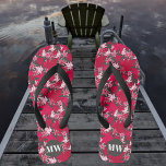 Maple Leaves on a Charcoal Background  Flip Flops<br><div class="desc">Red and white maple leaves on a charcoal background. (Pink background is also available).</div>