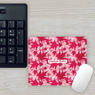 Maple Leaves on a Pink Background Mouse Mat