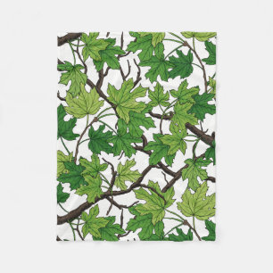 Maple leaves on white fleece blanket