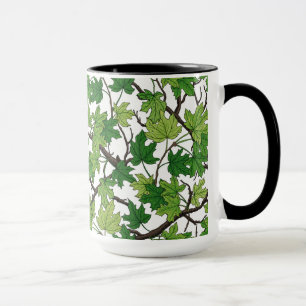 Maple leaves on white mug