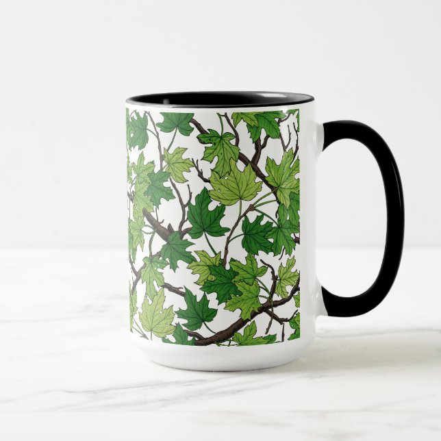 Maple leaves on white mug (Right)