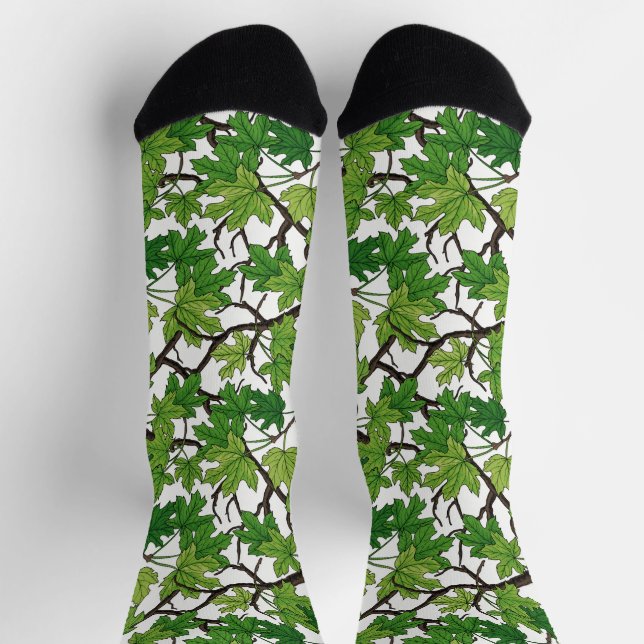 Maple leaves on white socks (Top)