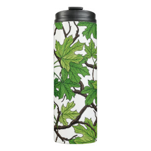 Maple leaves on white thermal tumbler