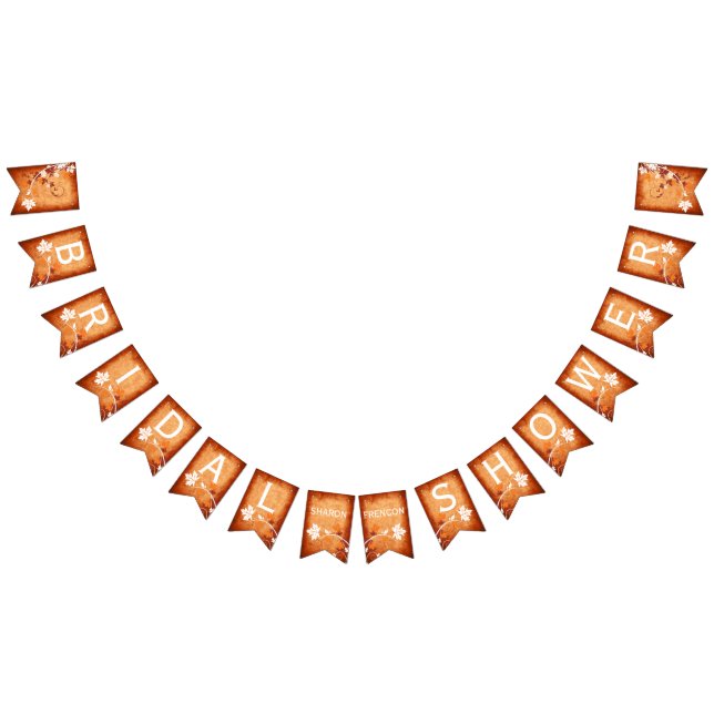 Maple leaves orange autumn wedding bridal shower bunting  (All)