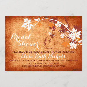 Maple leaves orange fall wedding bridal shower invitation