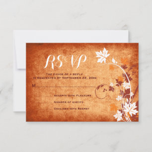 Maple leaves orange fall wedding RSVP reply