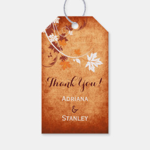 Maple leaves orange fall wedding Thank You Gift Tags