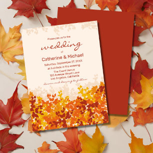 Maple Leaves Orange & Terracotta Autumn Wedding Invitation