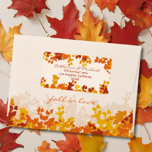 Maple Leaves Orange & Terracotta Autumn Wedding Label