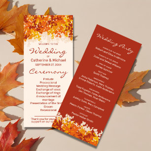 Maple Leaves Orange & Terracotta Autumn Wedding Programme
