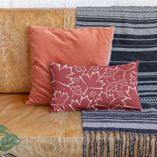 Maple Leaves Outline 2    Red Lumbar Cushion