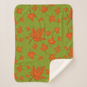 Maple Leaves Pattern Sherpa Blanket