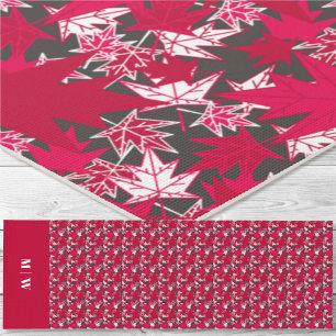 Maple Leaves-Red on a Charcoal Background Yoga Mat