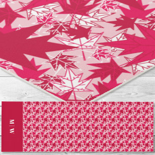 Maple Leaves-Red on a Pink Background Yoga Mat