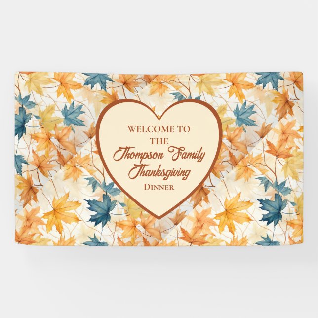 Maple Leaves Thankful Thanksgiving Brunch Dinner Banner (Horizontal)