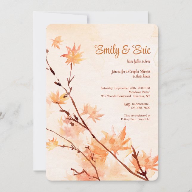 Maple Leaves Watercolor Invitation (Front)