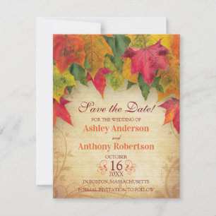 Maple Leaves Wedding Save the Date Fall Autumn