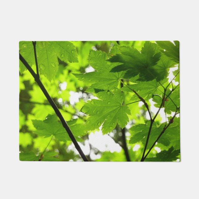 Maple Leaves with Raindrops Doormat (Front)